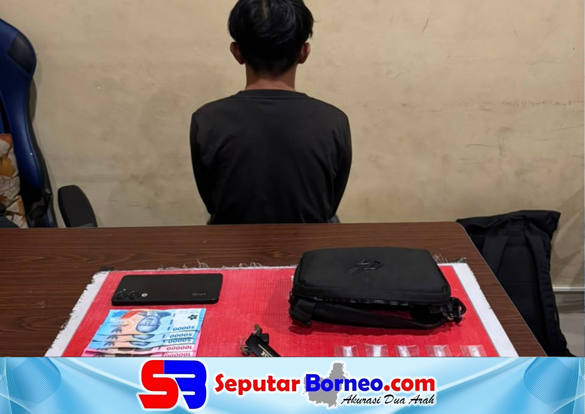 Terduga pelaku pengedar sabu berinisial FA berhasil diamankan aparat kepolisian. (FOTO: ISTIMEWA)