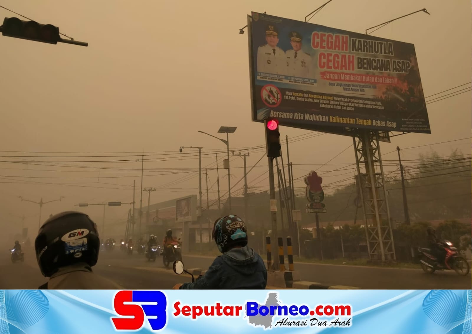 Tampak kondisi kabut asap makin pekat menyelimuti Kota Palangka Raya. (FOTO:SEPUTAR BORNEO)