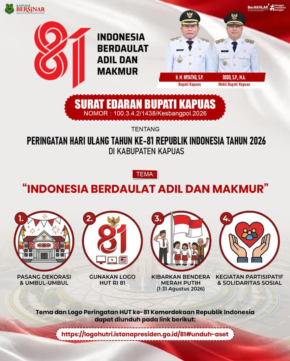 Bupati Kapuas Ajak Masyarakat Kibarkan Merah Putih Selama Agustus, Semarakkan HUT ke-81 RI