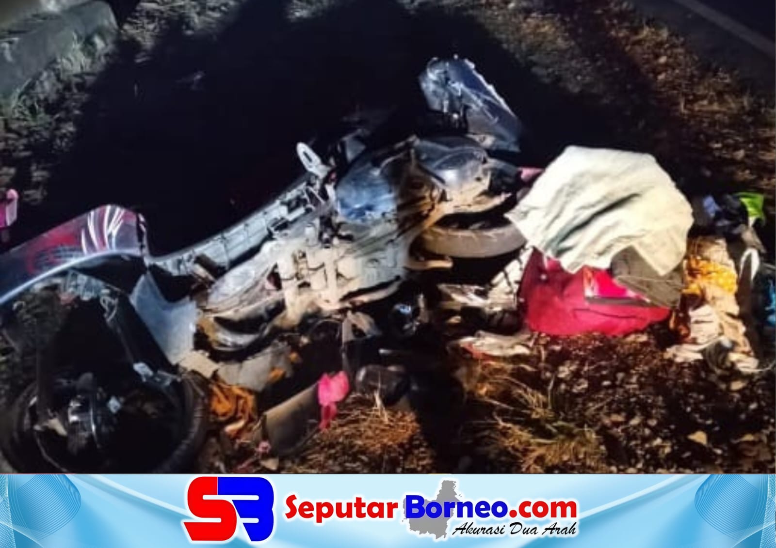Sepeda motor Yamaha Mio Soul yang mengalami kerusakan akibat tabrakan. FOTO: ISTIMEWA/SB