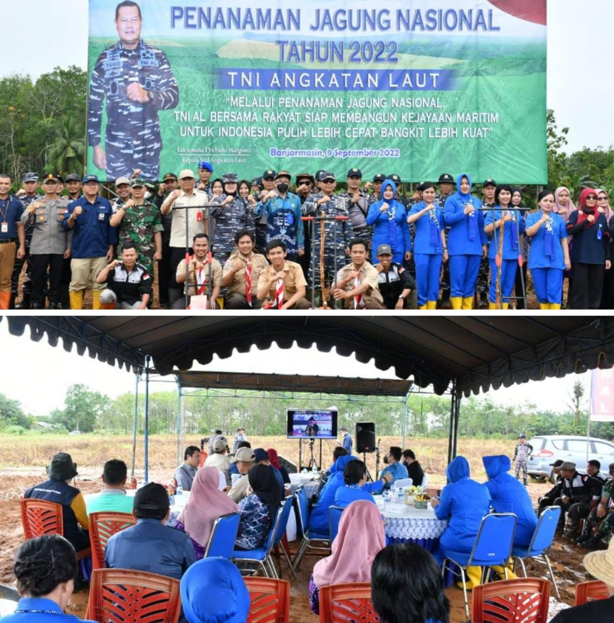 Peringati HUT TNI AL Ke-77, Lanal Banjarmasin Tanam Jagung dan Sorgum