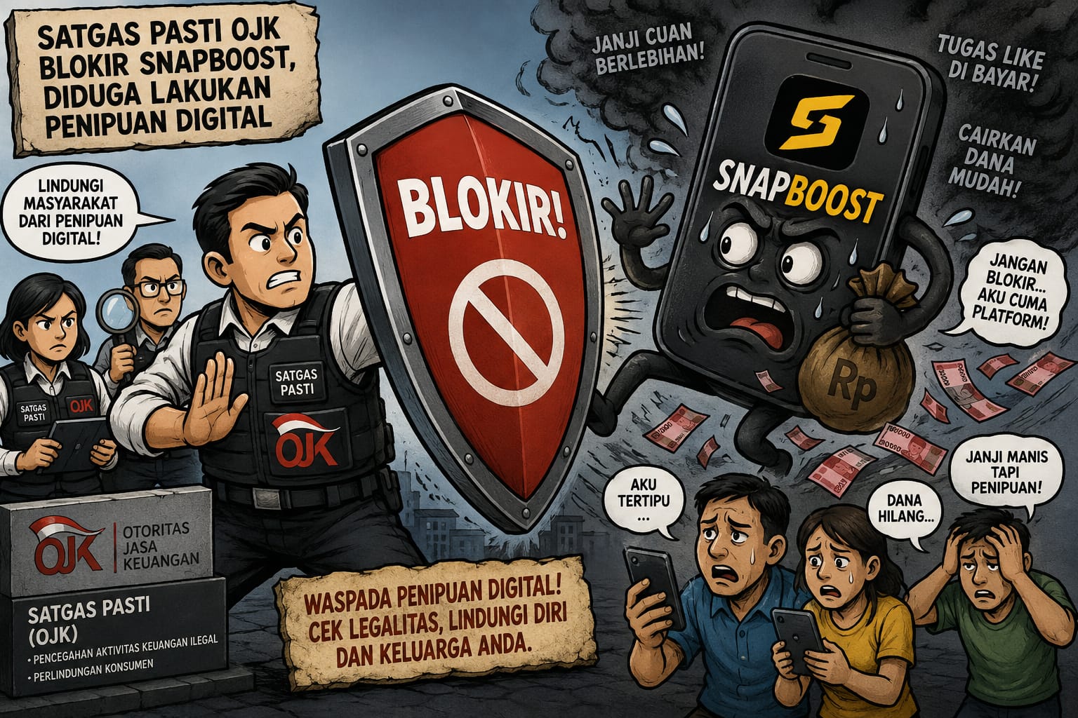 Satgas PASTI Bongkar Dugaan Penipuan Snapboost, Warga Diiming-imingi Cuan dari Like dan Share