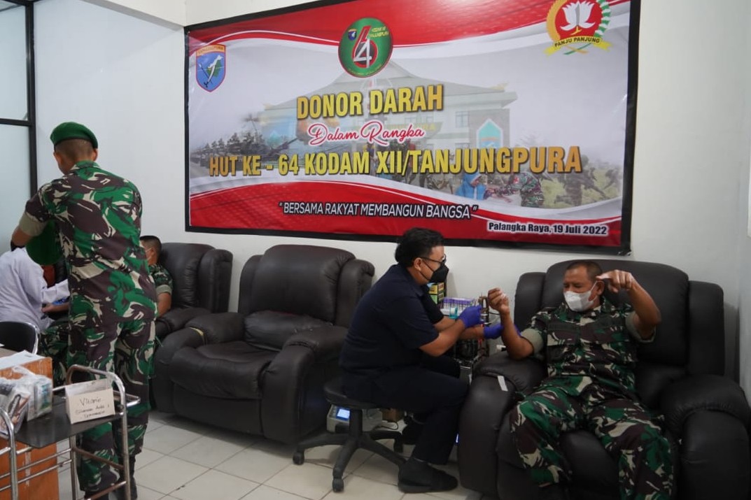 Sambut HUT Kodam XII Tanjungpura ke-64, Kodim Gelar Aksi Donor Darah