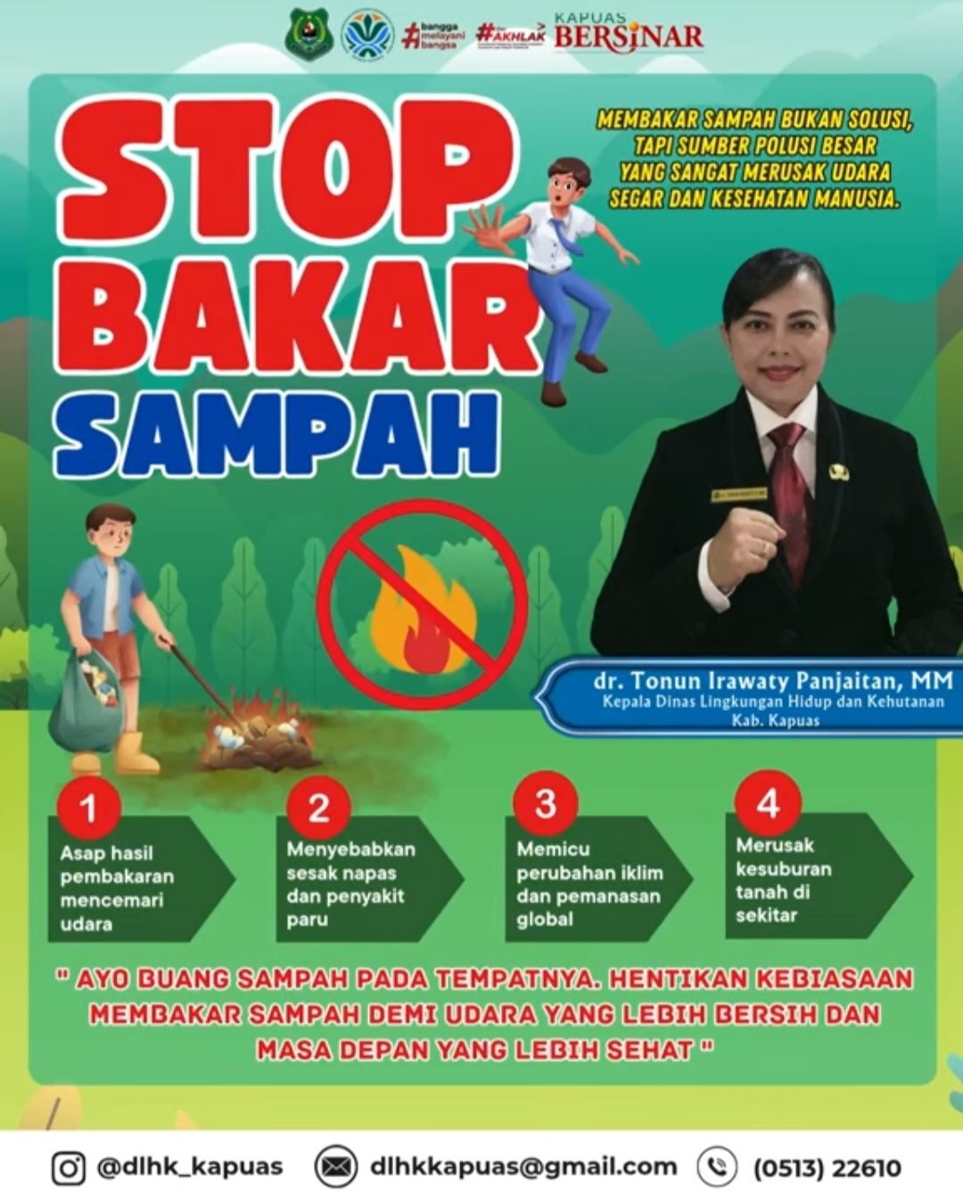 DLHK Kapuas Ingatkan Warga, Membakar Sampah Bukan Solusi