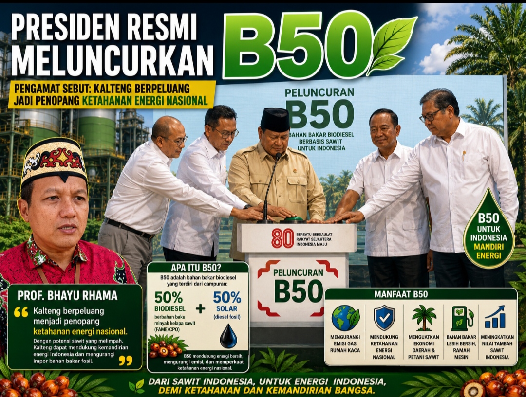 Prabowo Luncurkan B50, Pengamat Sebut Kalteng Berpeluang Penopang Ketahanan Energi Nasional