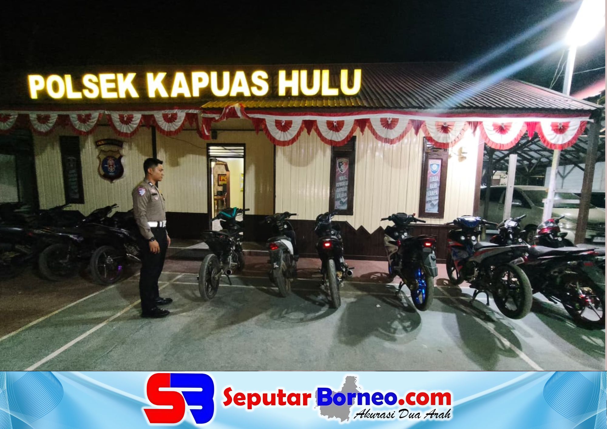 Sepeda motor yang berhasil diamankan diduga melakukan balap liar dan knalpot tidak sesuai spesifikasi di Kecamatan Kapuas Hulu, pada Minggu (13/9/2026). FOTO: HUMAS/SB